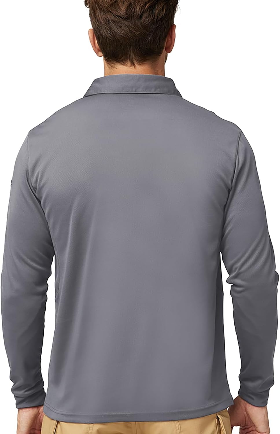 image:imageMIER Mens Outdoor Performance Tactical Polo Shirts Short and Long Sleeve MoistureWickingLight Grey02 Long Sleeve