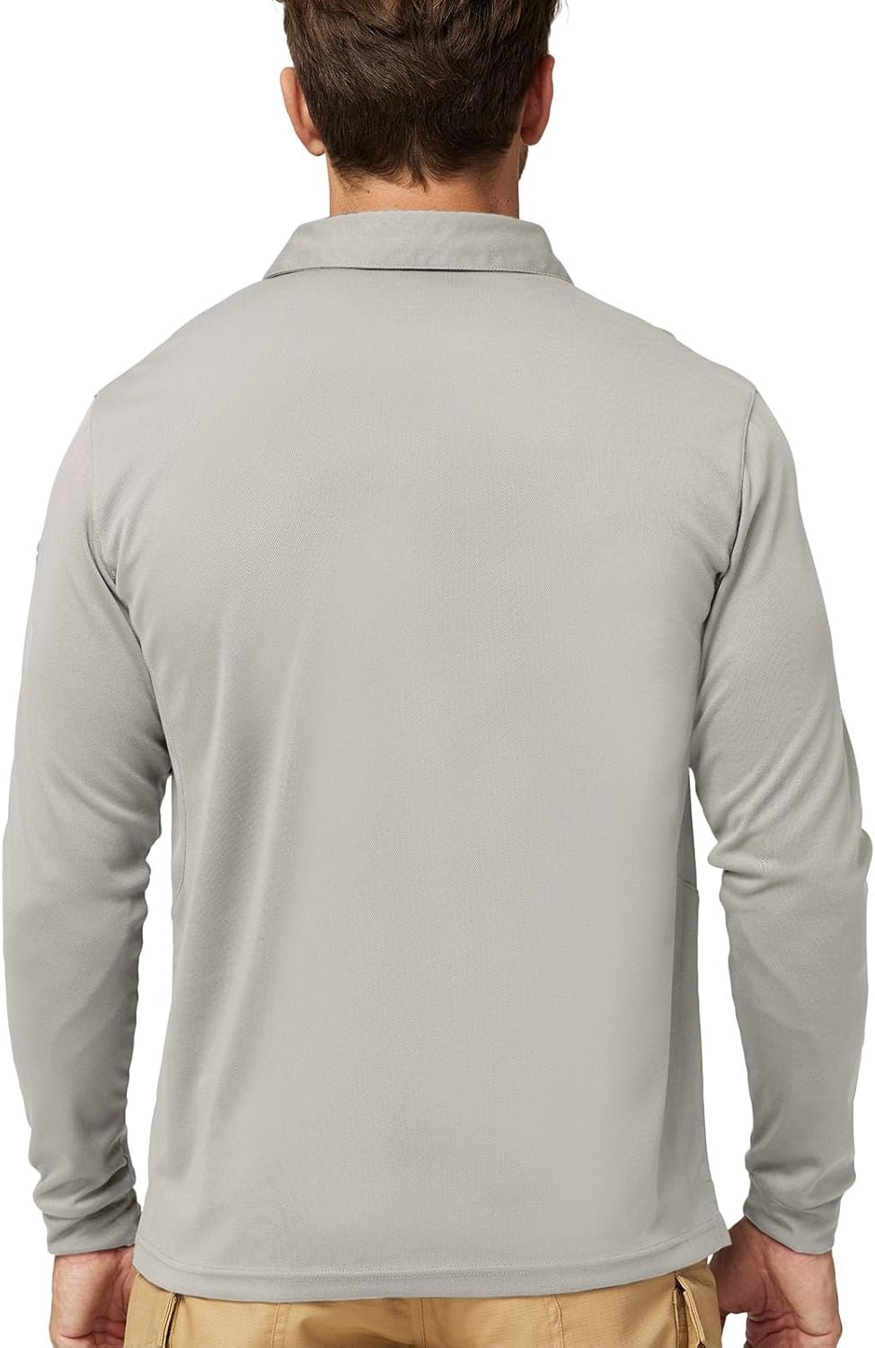 image:imageMIER Mens Outdoor Performance Tactical Polo Shirts Short and Long Sleeve MoistureWickingLight Khaki02 Long Sleeve