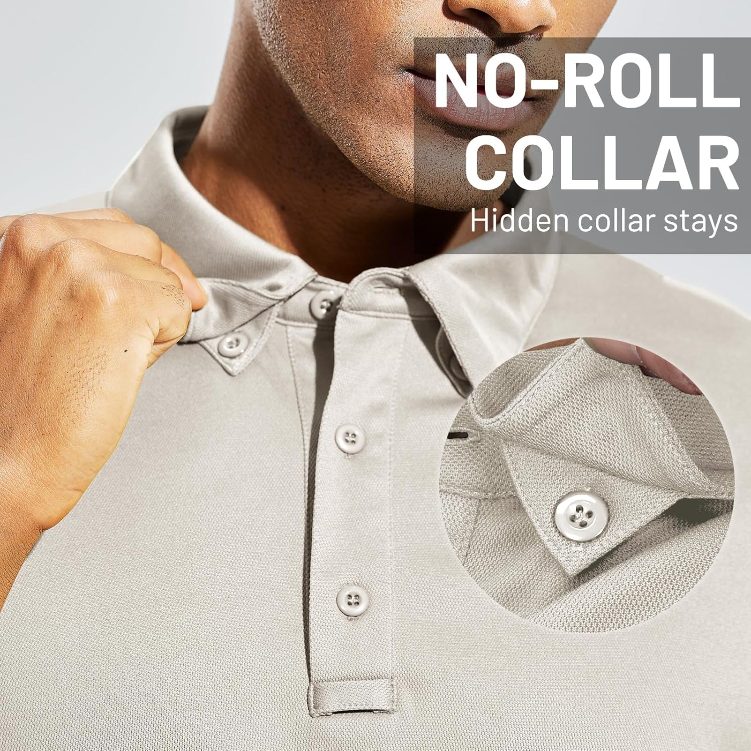 image:imageMIER Mens Outdoor Performance Tactical Polo Shirts Short and Long Sleeve MoistureWickingLight Khaki02 Long Sleeve