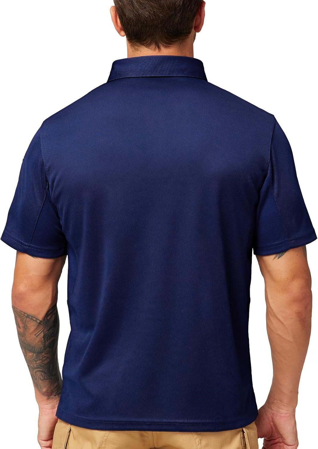 image:imageMIER Mens Outdoor Performance Tactical Polo Shirts Short and Long Sleeve MoistureWickingNavy01 Short Sleeve