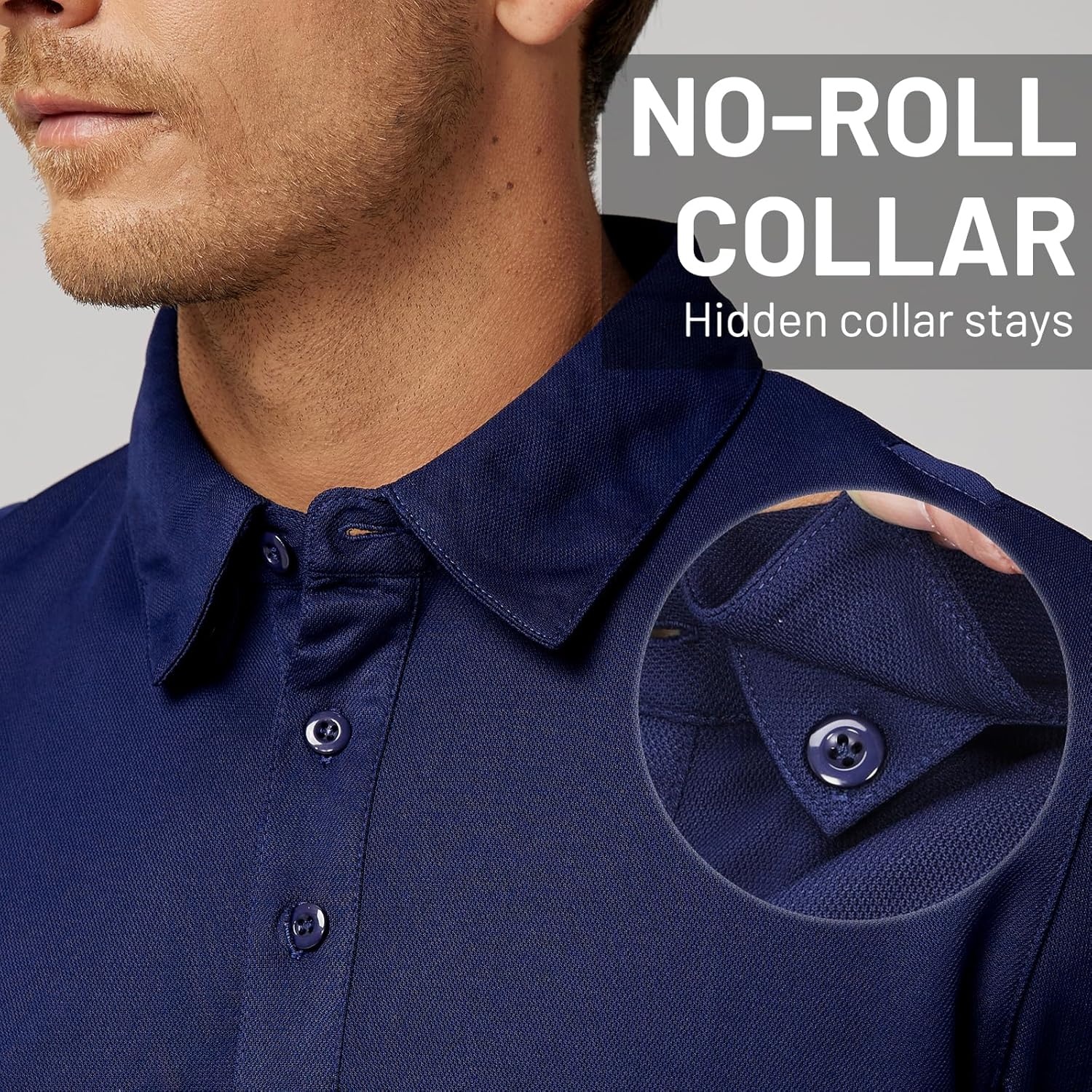 image:imageMIER Mens Outdoor Performance Tactical Polo Shirts Short and Long Sleeve MoistureWickingNavy02 Long Sleeve
