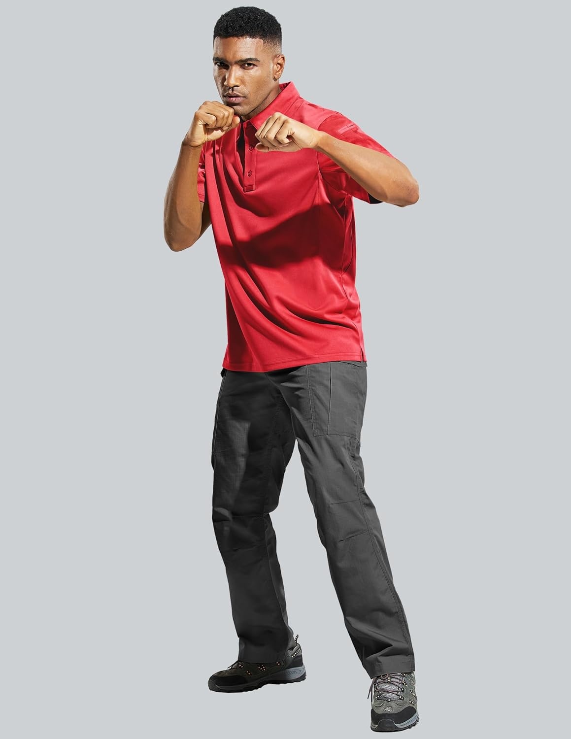 image:imageMIER Mens Outdoor Performance Tactical Polo Shirts Short and Long Sleeve MoistureWickingRed01 Short Sleeve