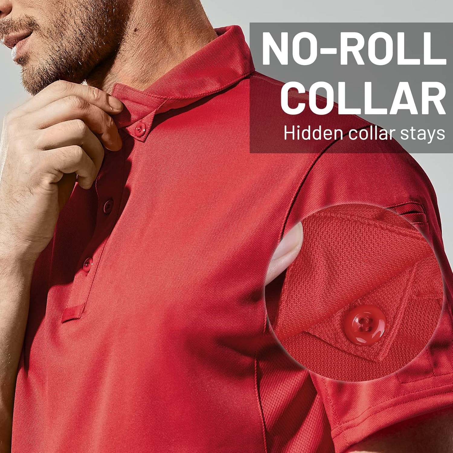 image:imageMIER Mens Outdoor Performance Tactical Polo Shirts Short and Long Sleeve MoistureWickingRed01 Short Sleeve