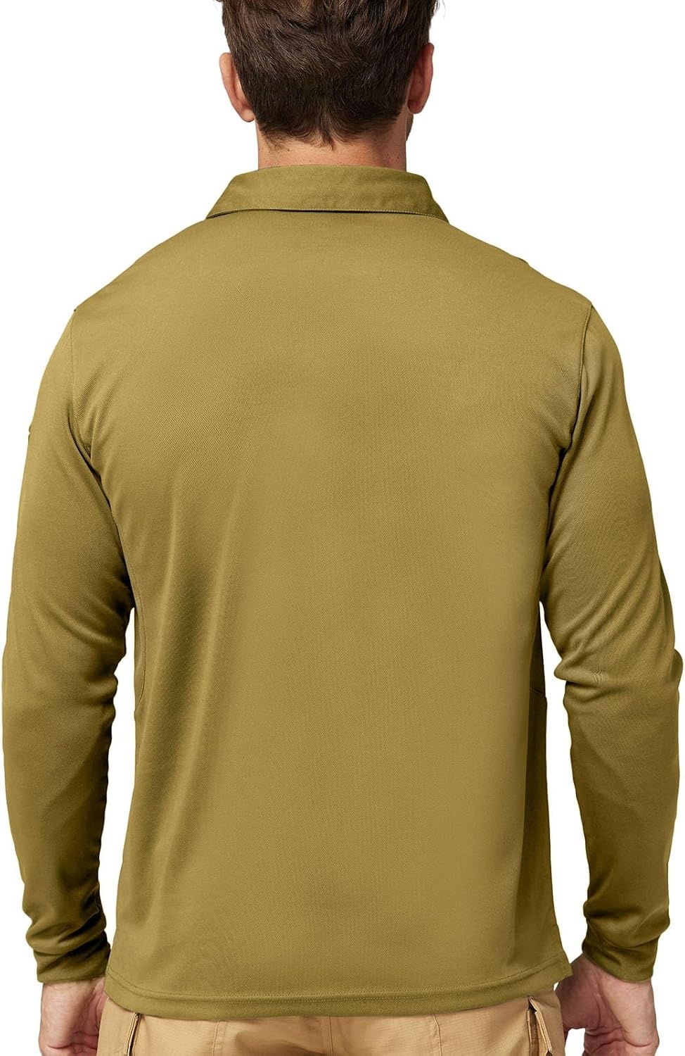image:imageMIER Mens Outdoor Performance Tactical Polo Shirts Short and Long Sleeve MoistureWickingSan Brown02 Long Sleeve