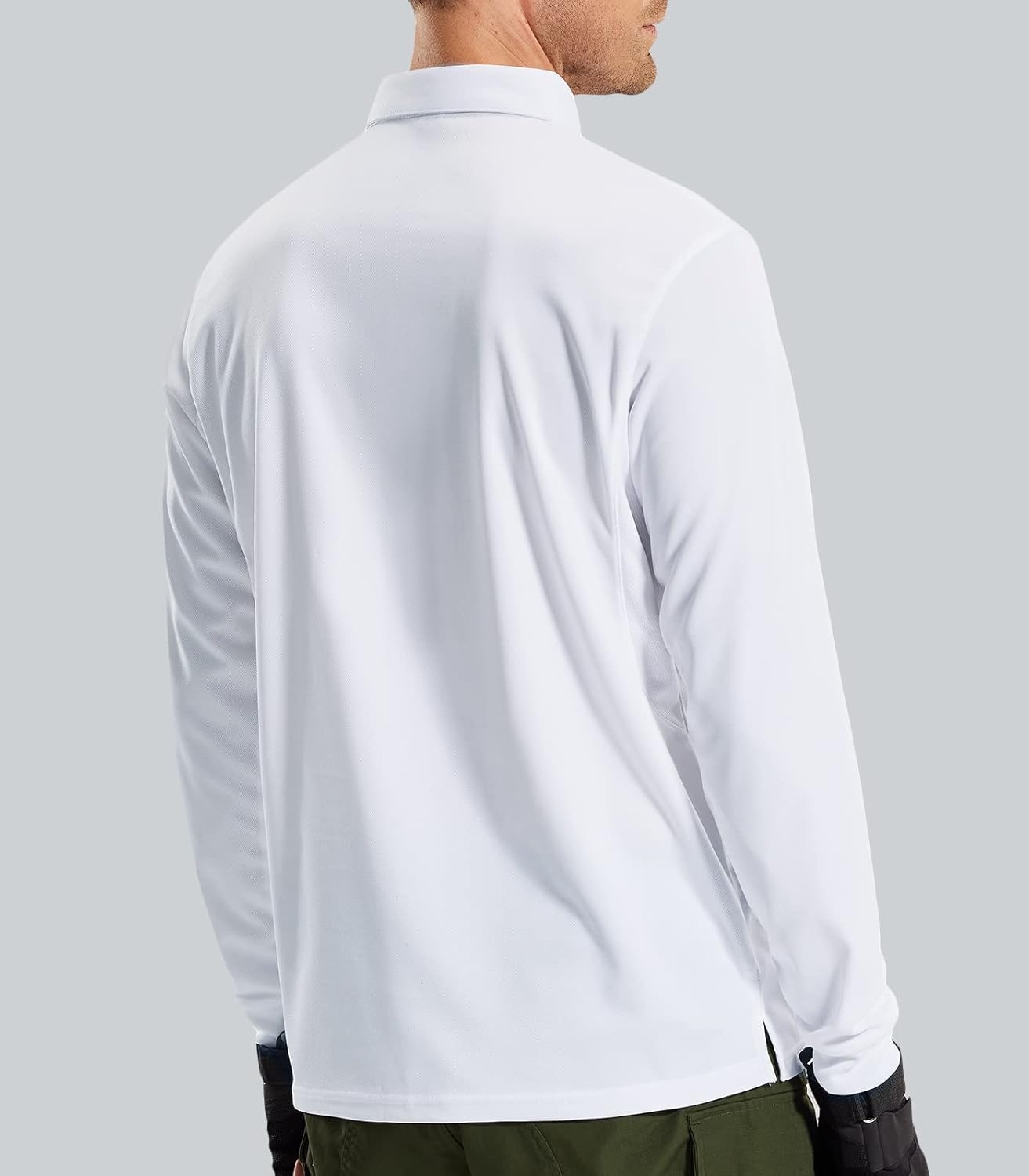 image:imageMIER Mens Outdoor Performance Tactical Polo Shirts Short and Long Sleeve MoistureWickingWhite02 Long Sleeve