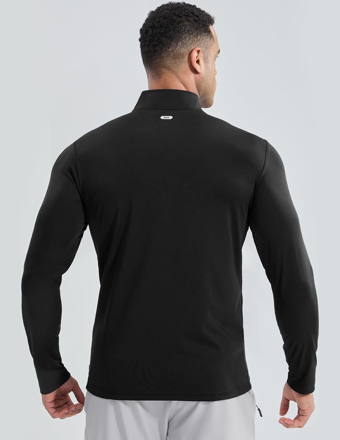 image:imageMIER Mens Quarter Zip Pullover Dry Fit Lightweight 14 Zip Long Sleeve Shirts for Athletic Running Golf Hiking UPF 50Black
