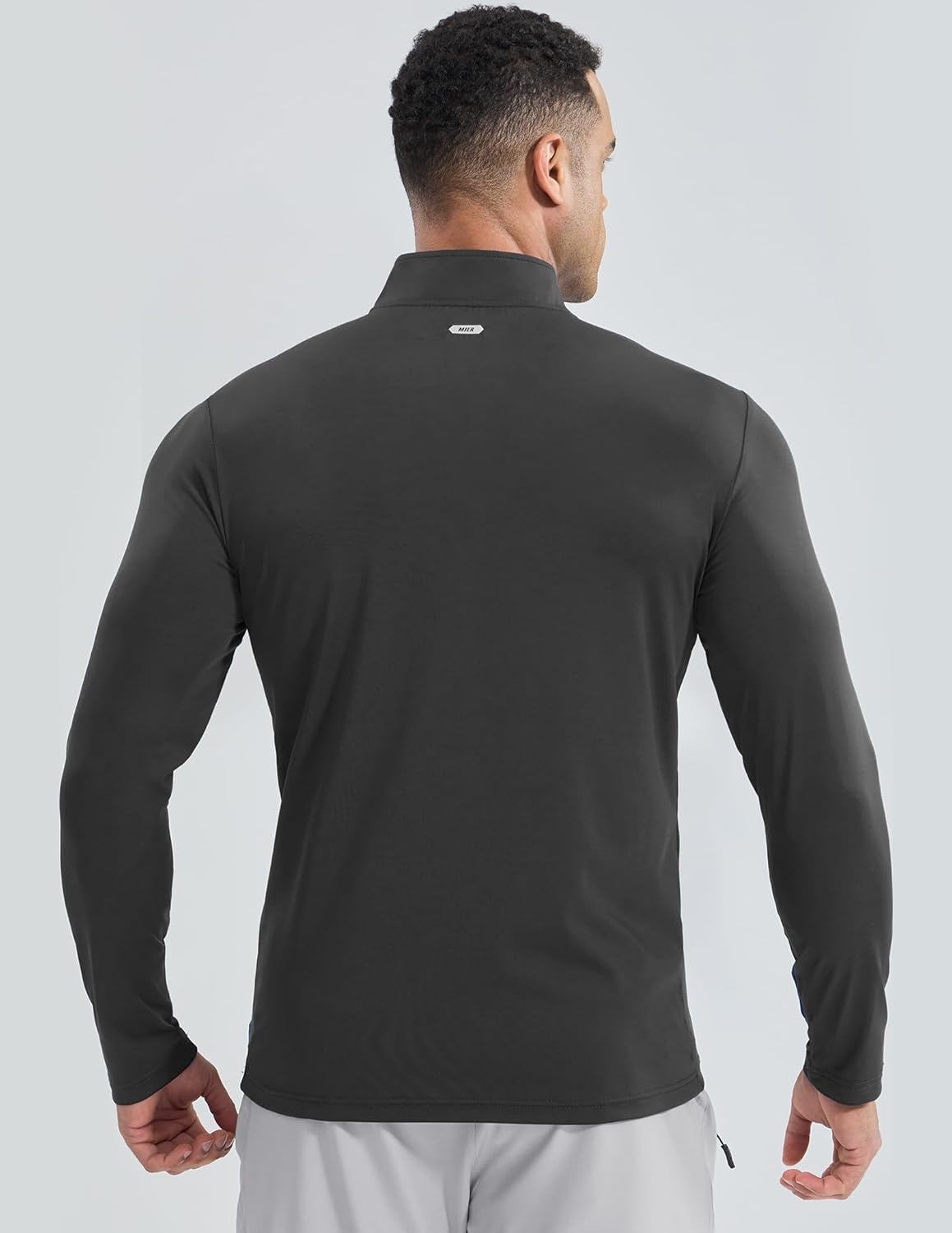image:imageMIER Mens Quarter Zip Pullover Dry Fit Lightweight 14 Zip Long Sleeve Shirts for Athletic Running Golf Hiking UPF 50Dark Grey