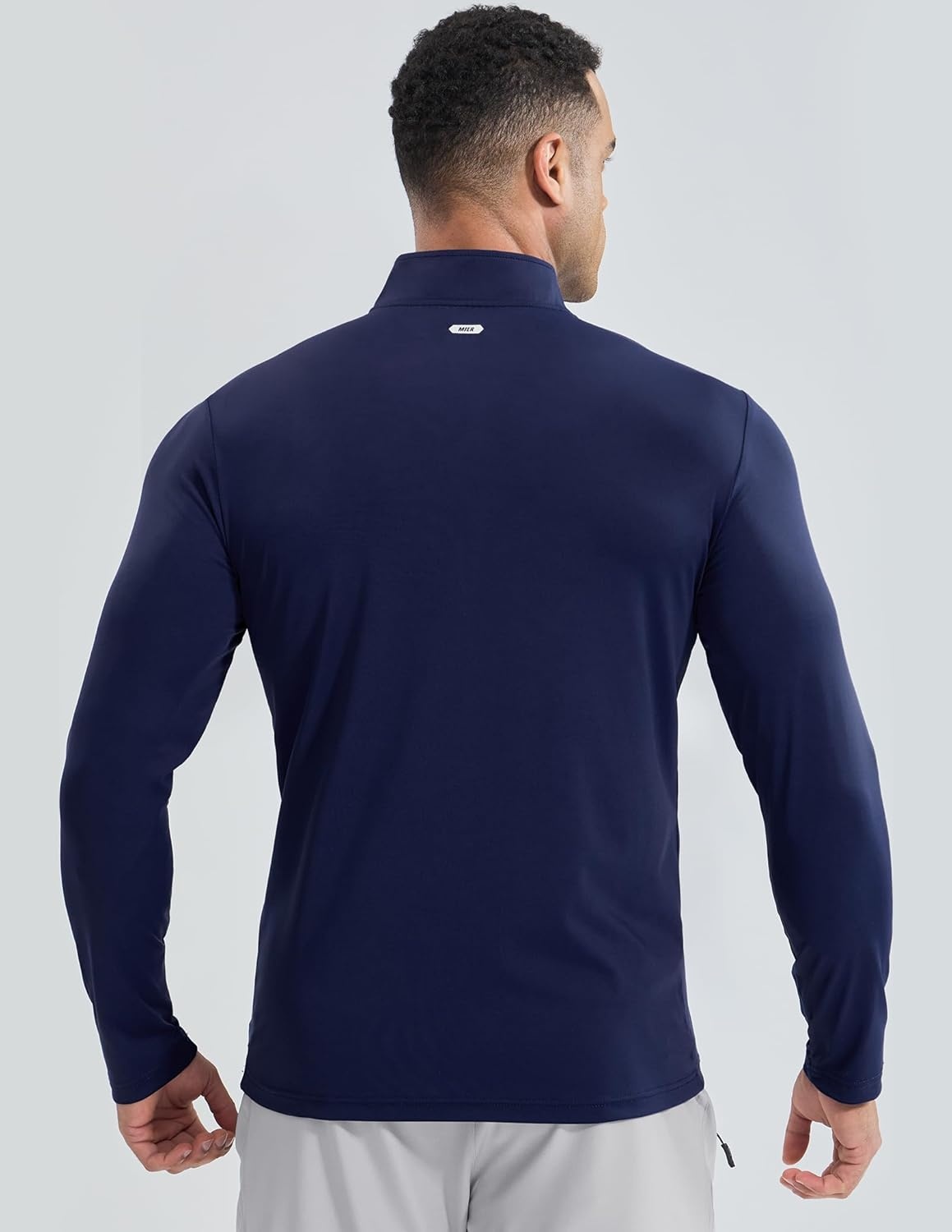 image:imageMIER Mens Quarter Zip Pullover Dry Fit Lightweight 14 Zip Long Sleeve Shirts for Athletic Running Golf Hiking UPF 50Navy