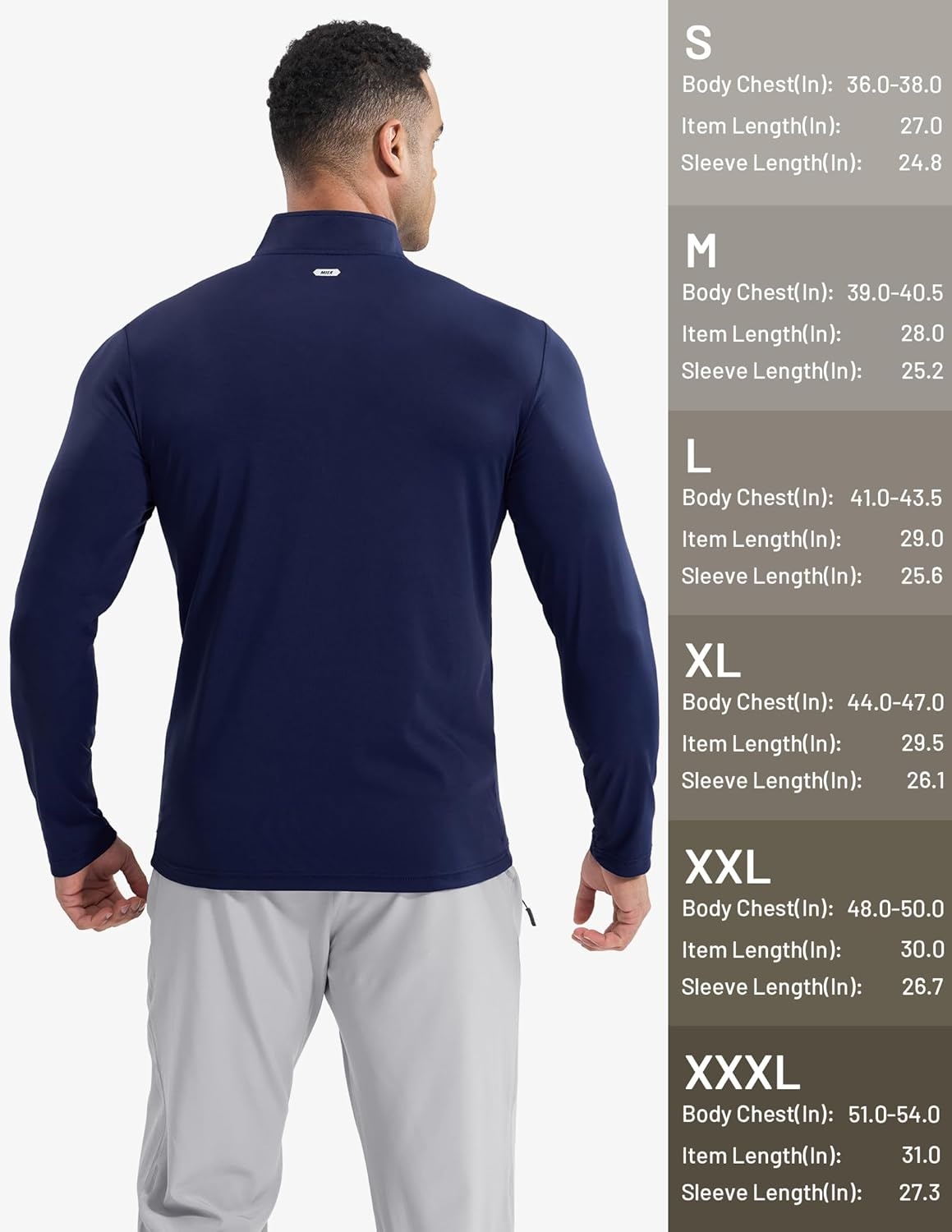 image:imageMIER Mens Quarter Zip Pullover Dry Fit Lightweight 14 Zip Long Sleeve Shirts for Athletic Running Golf Hiking UPF 50Navy
