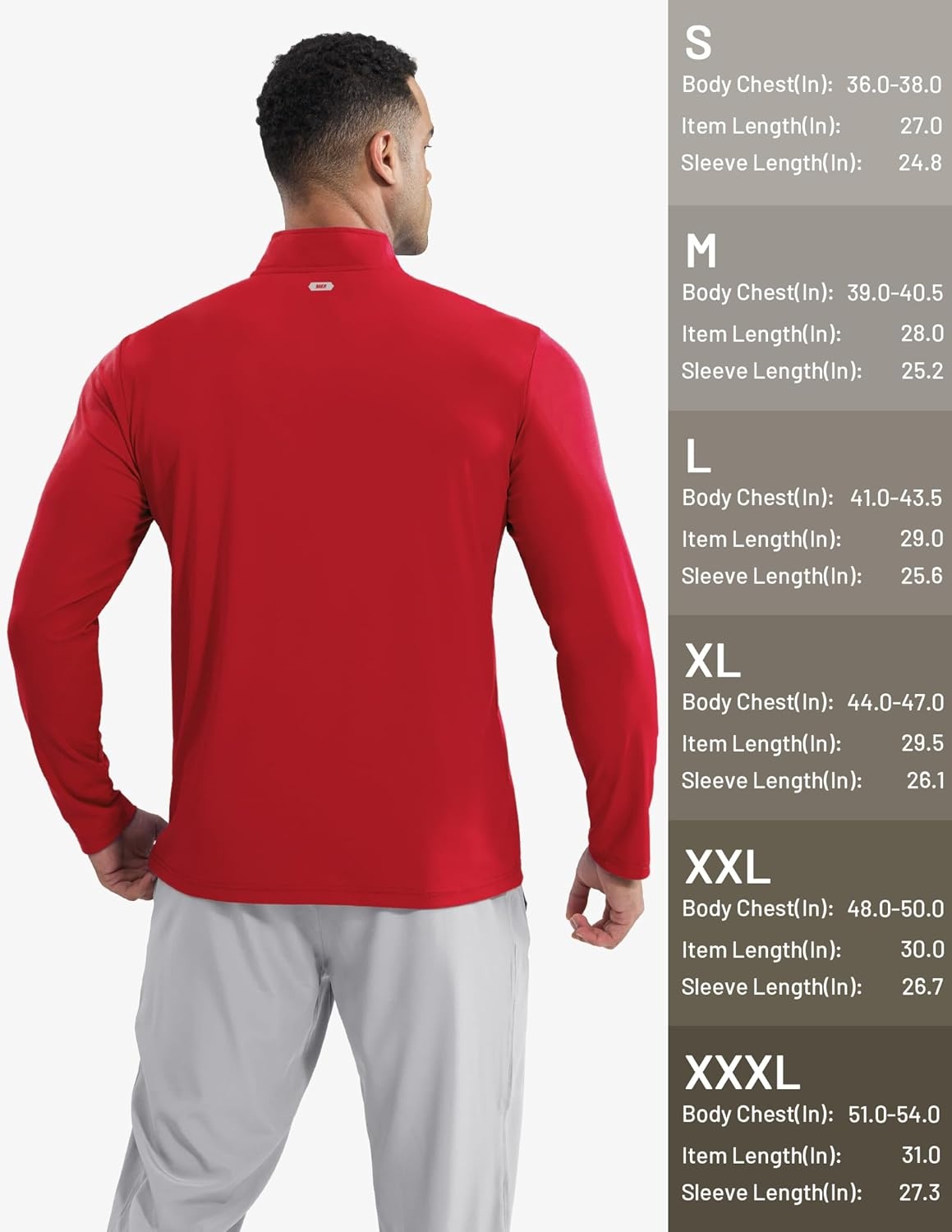 image:imageMIER Mens Quarter Zip Pullover Dry Fit Lightweight 14 Zip Long Sleeve Shirts for Athletic Running Golf Hiking UPF 50Red