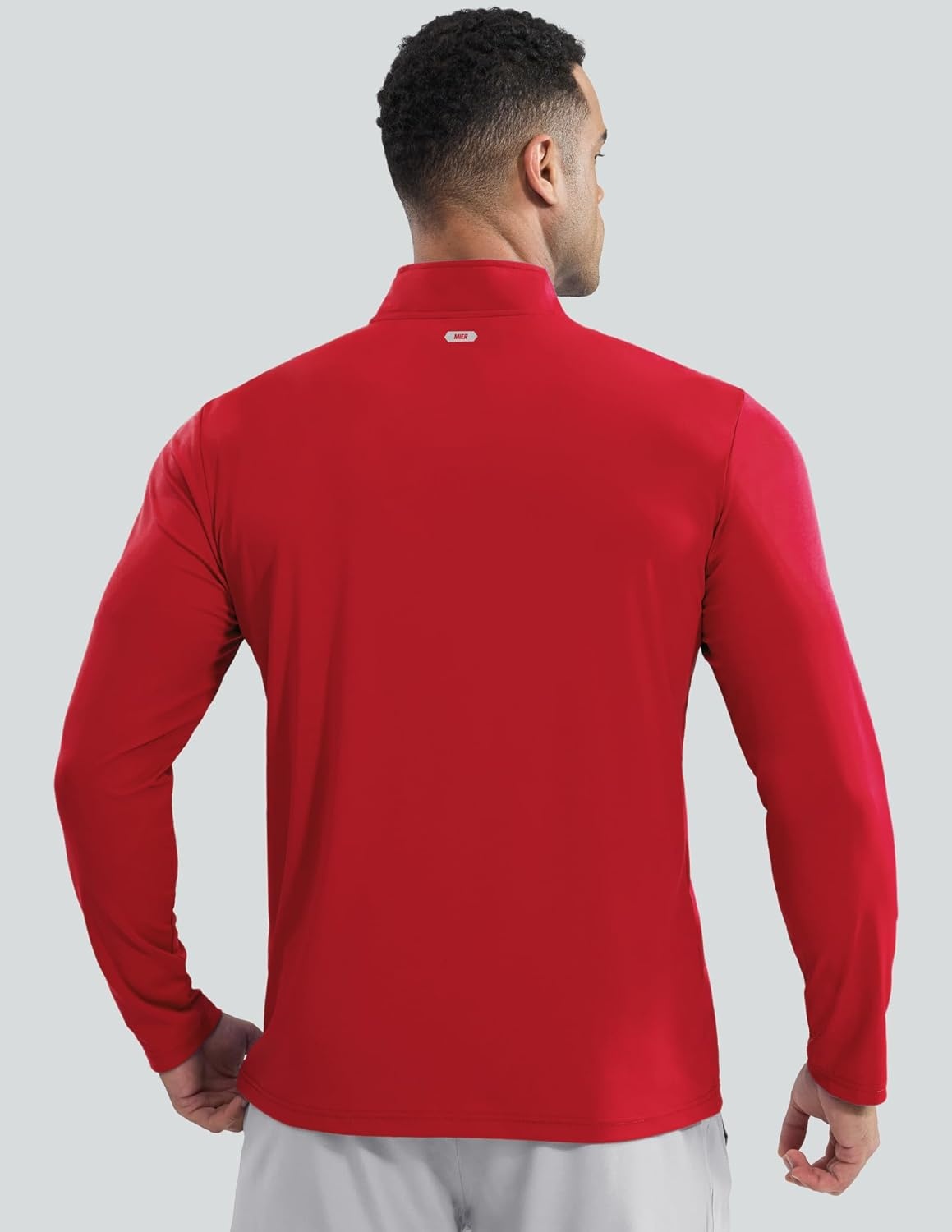 image:imageMIER Mens Quarter Zip Pullover Dry Fit Lightweight 14 Zip Long Sleeve Shirts for Athletic Running Golf Hiking UPF 50Red