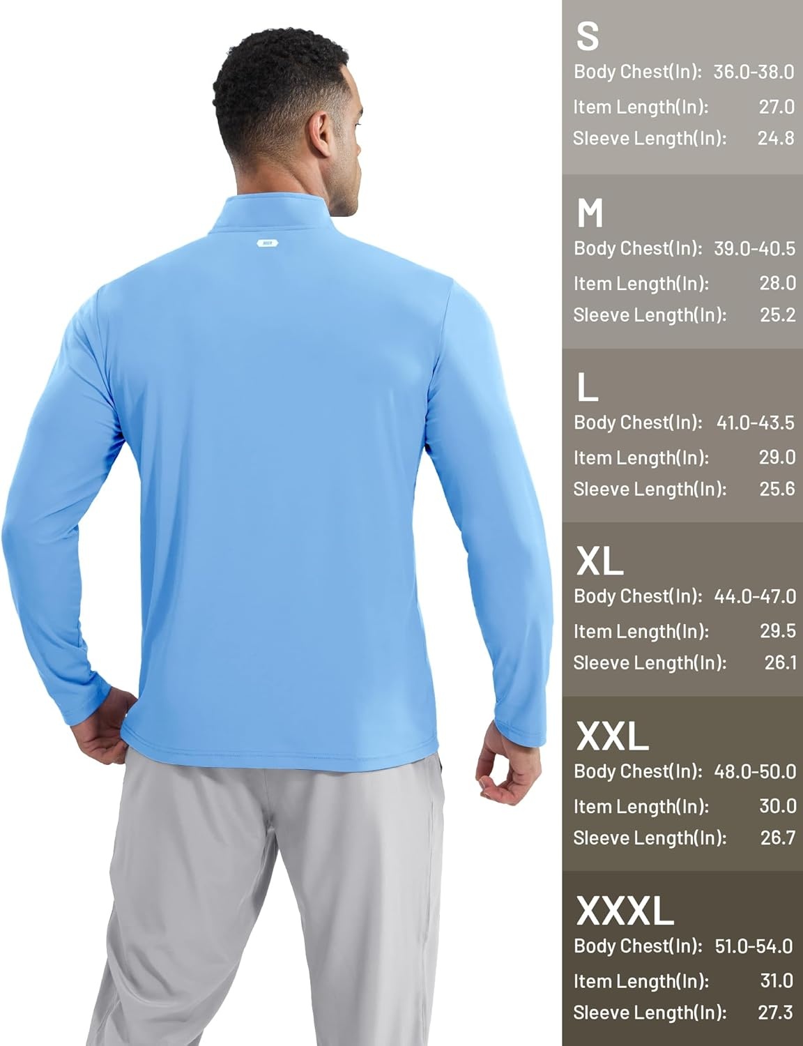 image:imageMIER Mens Quarter Zip Pullover Dry Fit Lightweight 14 Zip Long Sleeve Shirts for Athletic Running Golf Hiking UPF 50Sky Blue