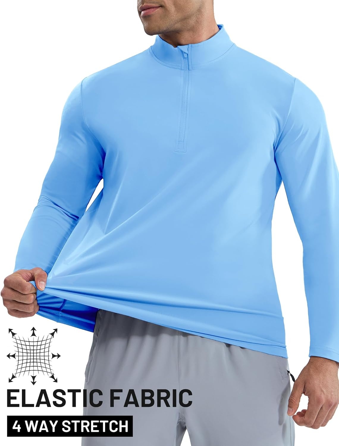 image:imageMIER Mens Quarter Zip Pullover Dry Fit Lightweight 14 Zip Long Sleeve Shirts for Athletic Running Golf Hiking UPF 50Sky Blue
