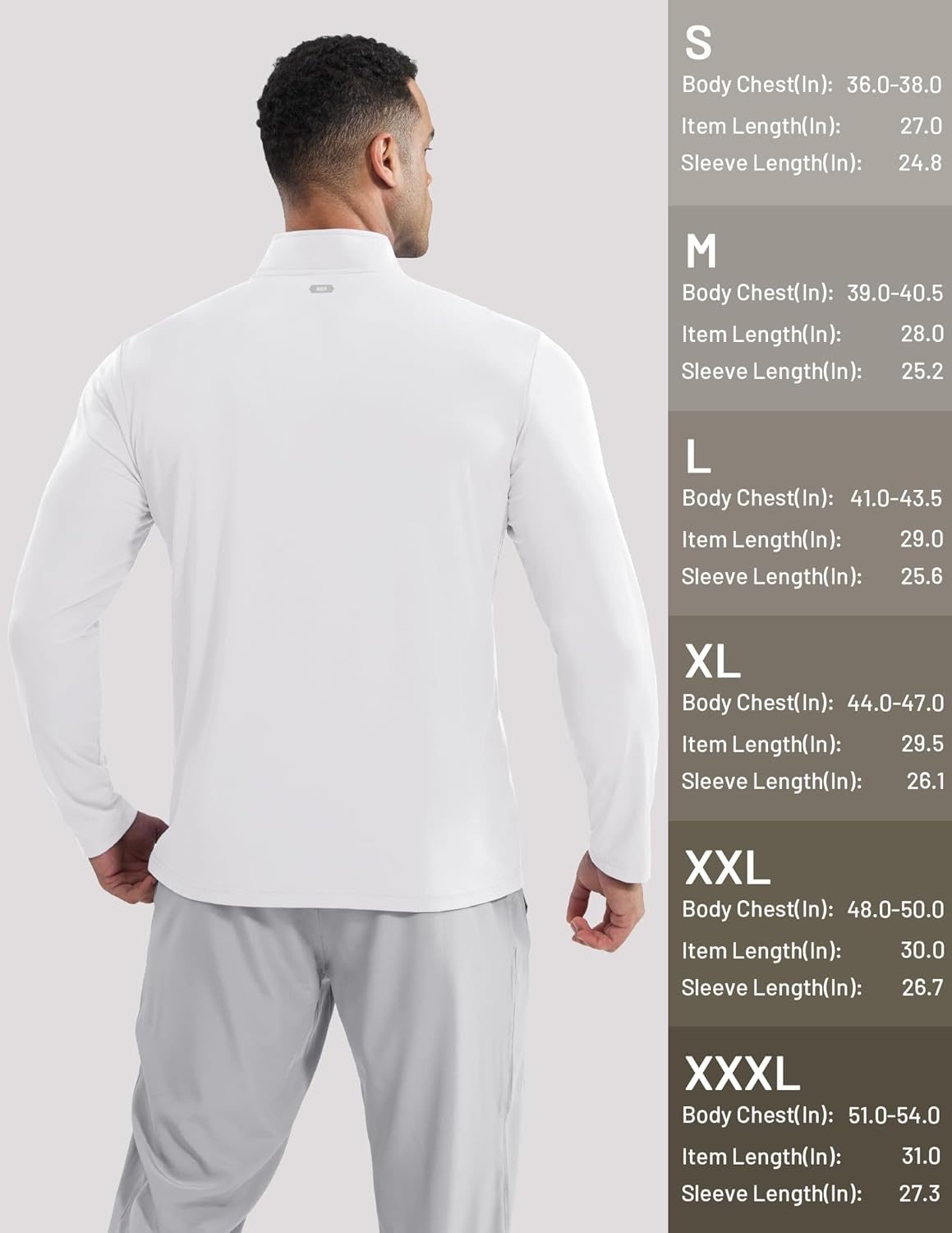 image:imageMIER Mens Quarter Zip Pullover Dry Fit Lightweight 14 Zip Long Sleeve Shirts for Athletic Running Golf Hiking UPF 50White