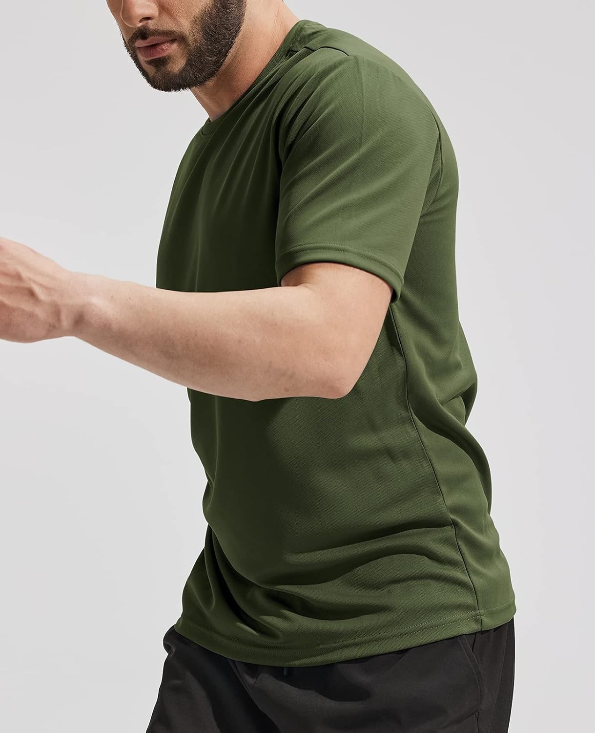 image:imageMIER Mens Quick Dry Workout Shirts Moisture Wicking Running Athletic Performance TShirts Recycled Polyester Top TeeArmy Green Crewneck
