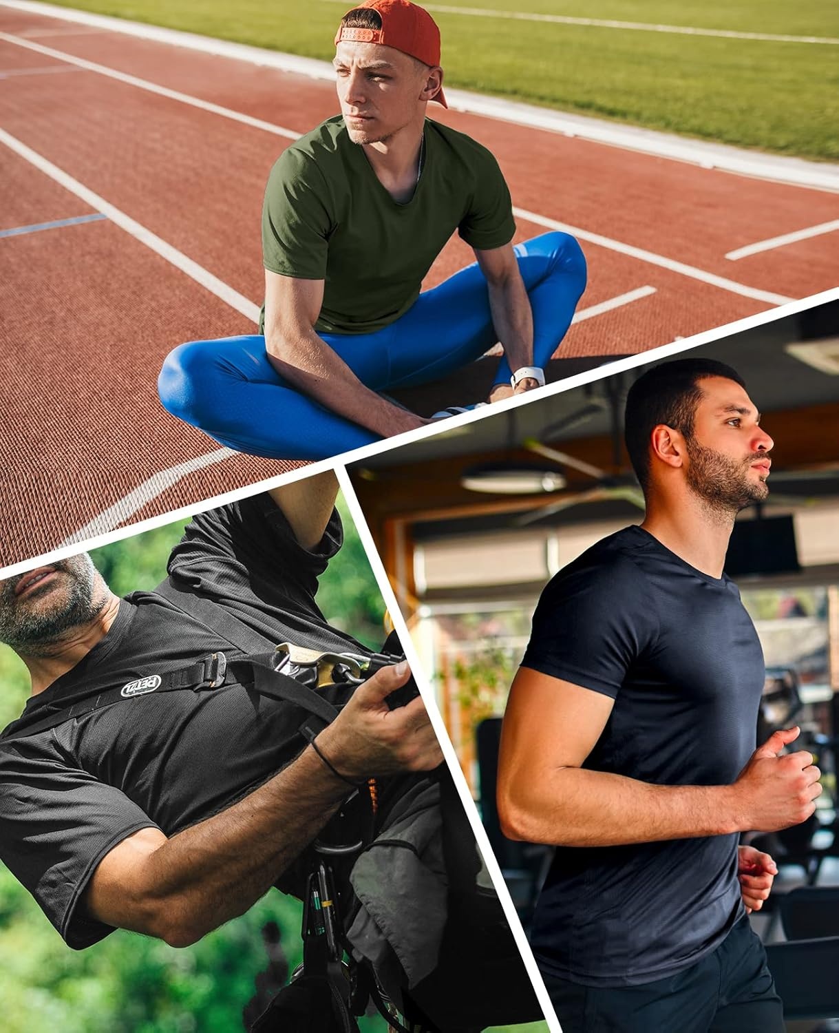 image:imageMIER Mens Quick Dry Workout Shirts Moisture Wicking Running Athletic Performance TShirts Recycled Polyester Top TeeArmy Green Crewneck