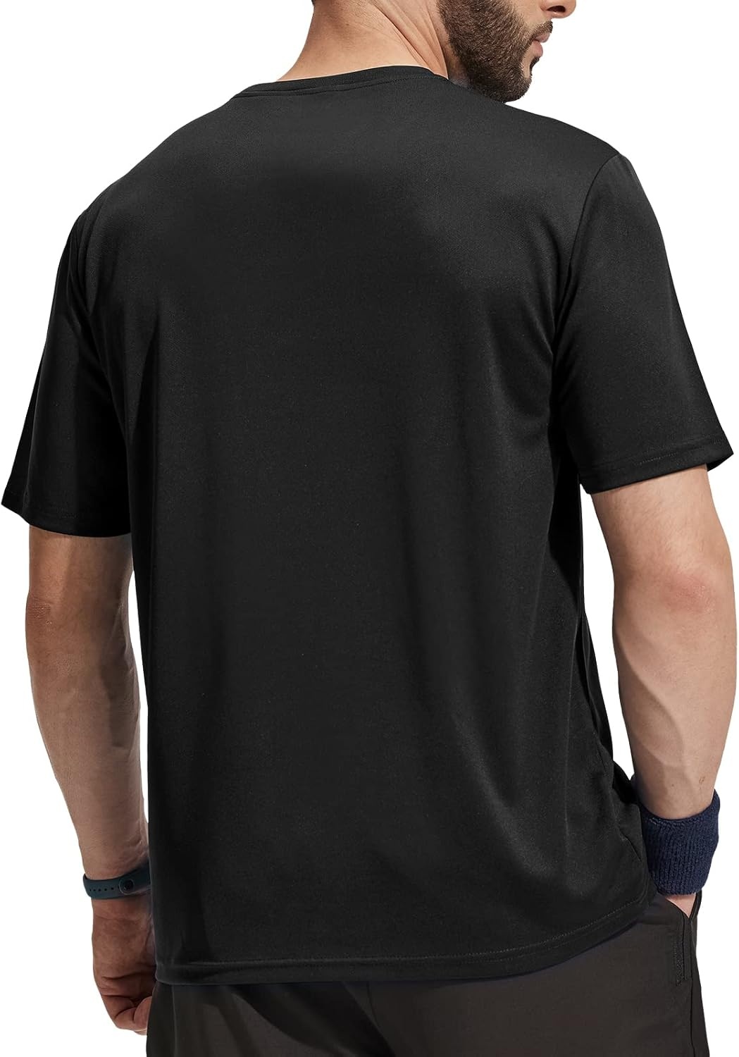 image:imageMIER Mens Quick Dry Workout Shirts Moisture Wicking Running Athletic Performance TShirts Recycled Polyester Top TeeBlack Crewneck