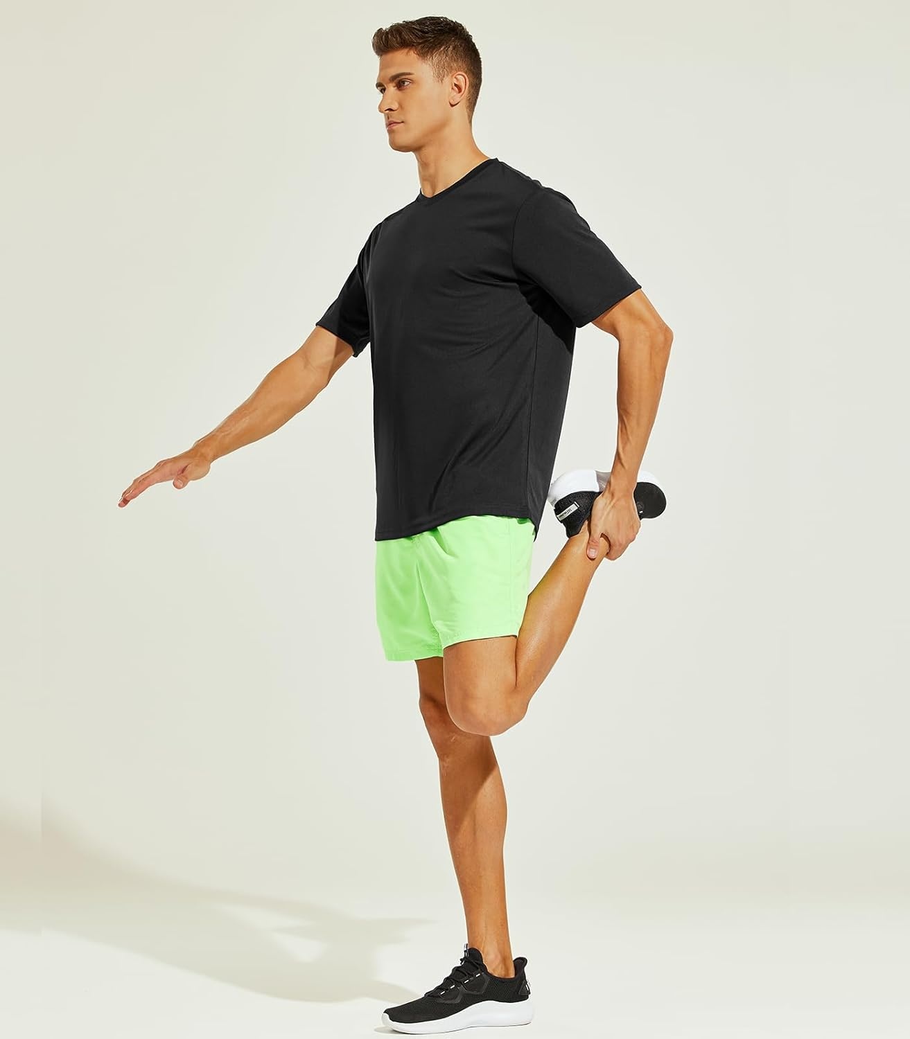 image:imageMIER Mens Quick Dry Workout Shirts Moisture Wicking Running Athletic Performance TShirts Recycled Polyester Top TeeBlack V Neck
