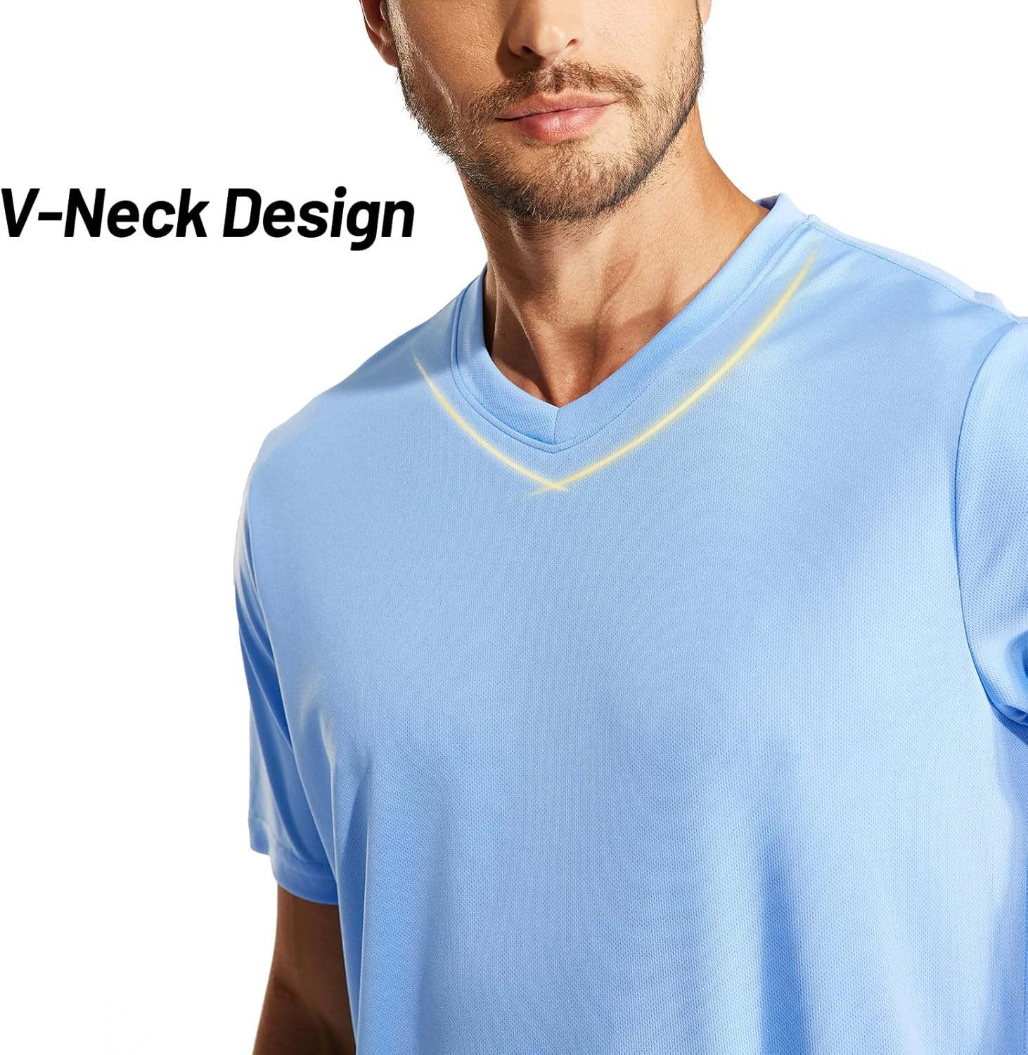 image:imageMIER Mens Quick Dry Workout Shirts Moisture Wicking Running Athletic Performance TShirts Recycled Polyester Top TeeBlue V Neck