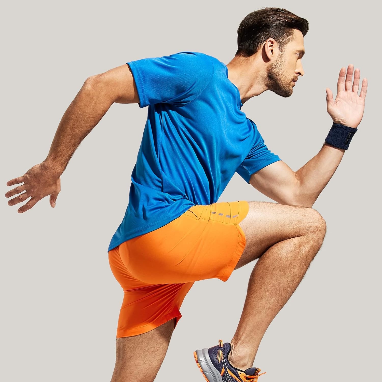 image:imageMIER Mens Quick Dry Workout Shirts Moisture Wicking Running Athletic Performance TShirts Recycled Polyester Top TeeDark Blue Crewneck