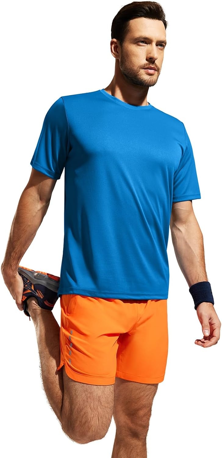 image:imageMIER Mens Quick Dry Workout Shirts Moisture Wicking Running Athletic Performance TShirts Recycled Polyester Top TeeDark Blue Crewneck