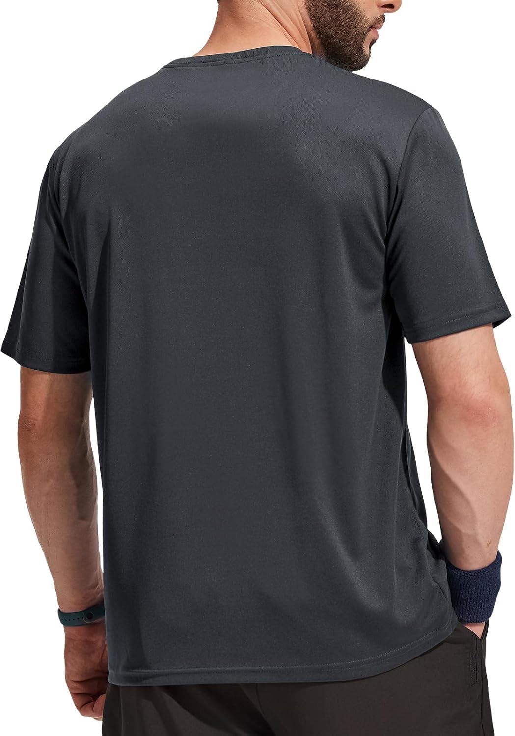 image:imageMIER Mens Quick Dry Workout Shirts Moisture Wicking Running Athletic Performance TShirts Recycled Polyester Top TeeDark Grey Crewneck