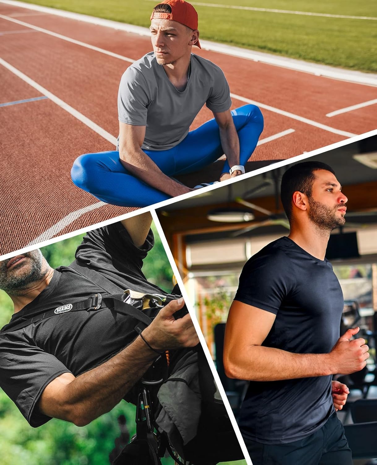 image:imageMIER Mens Quick Dry Workout Shirts Moisture Wicking Running Athletic Performance TShirts Recycled Polyester Top TeeGrey Crewneck