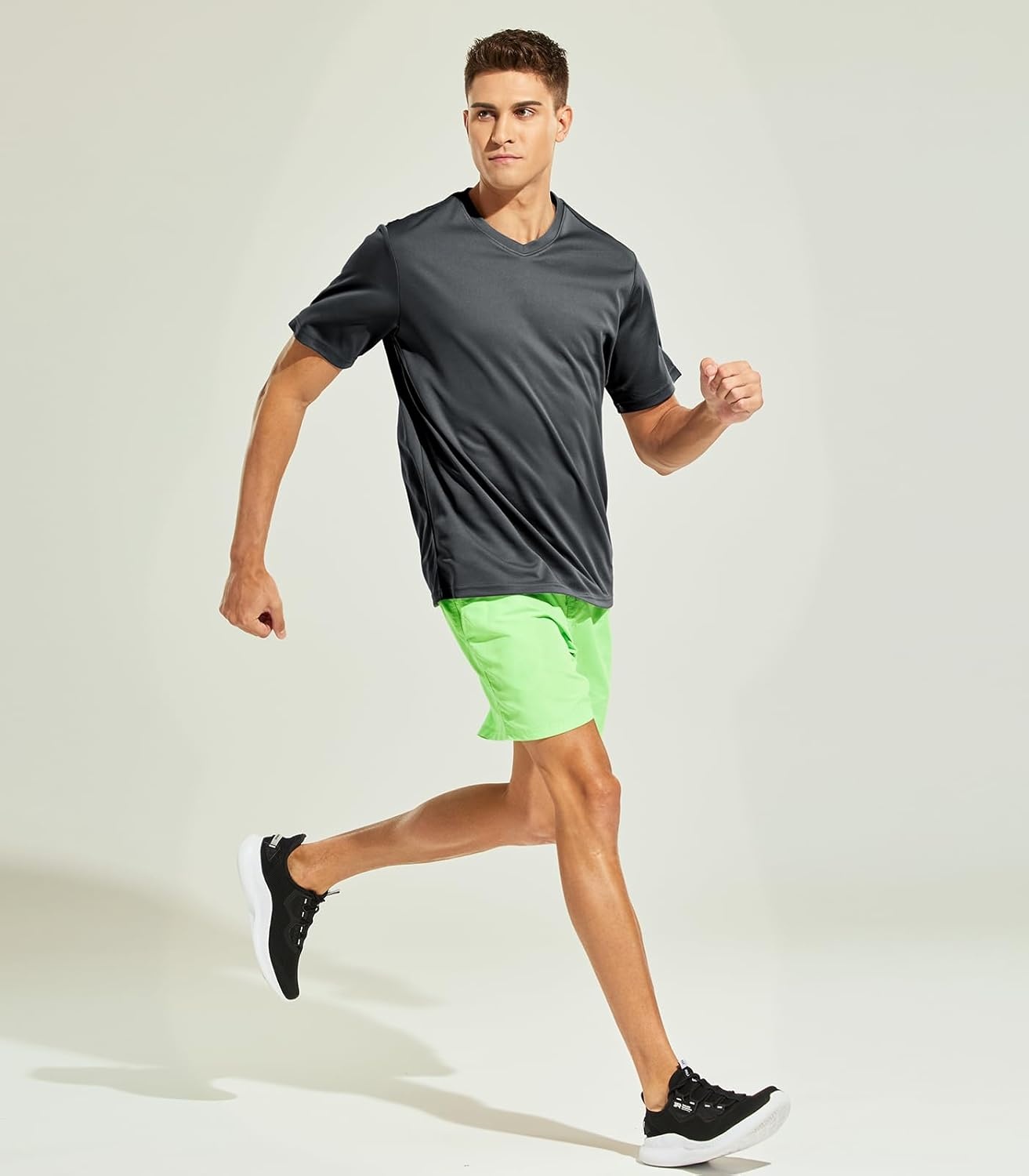 image:imageMIER Mens Quick Dry Workout Shirts Moisture Wicking Running Athletic Performance TShirts Recycled Polyester Top TeeGrey V Neck
