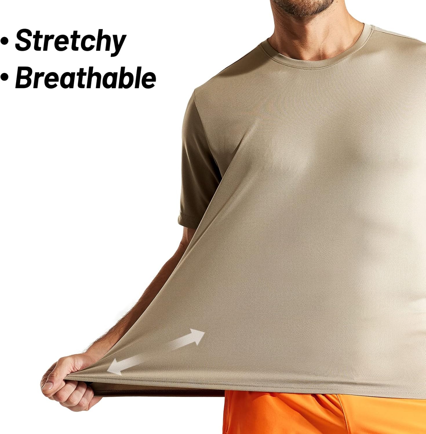 image:imageMIER Mens Quick Dry Workout Shirts Moisture Wicking Running Athletic Performance TShirts Recycled Polyester Top TeeKhaki Crewneck