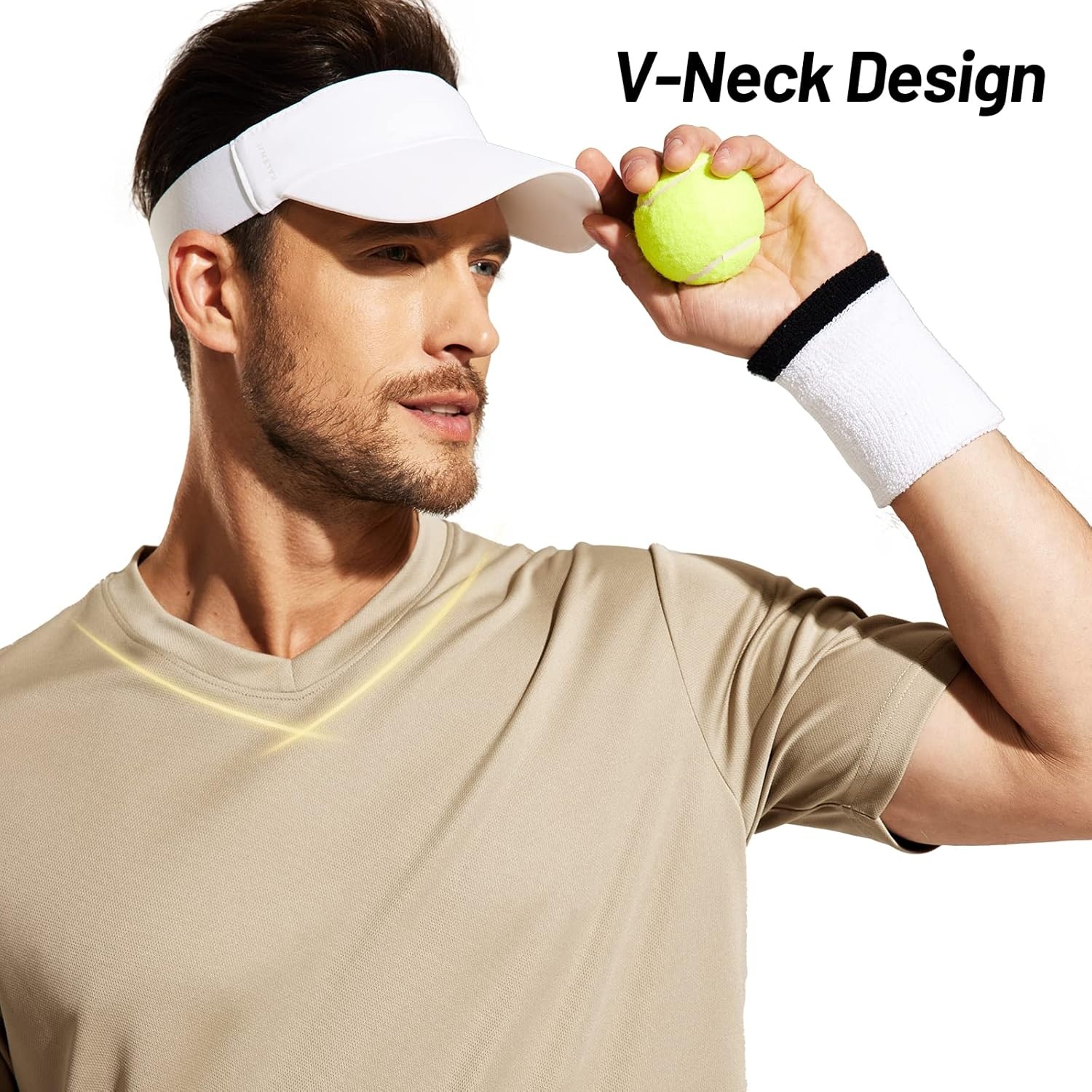 image:imageMIER Mens Quick Dry Workout Shirts Moisture Wicking Running Athletic Performance TShirts Recycled Polyester Top TeeKhaki V Neck