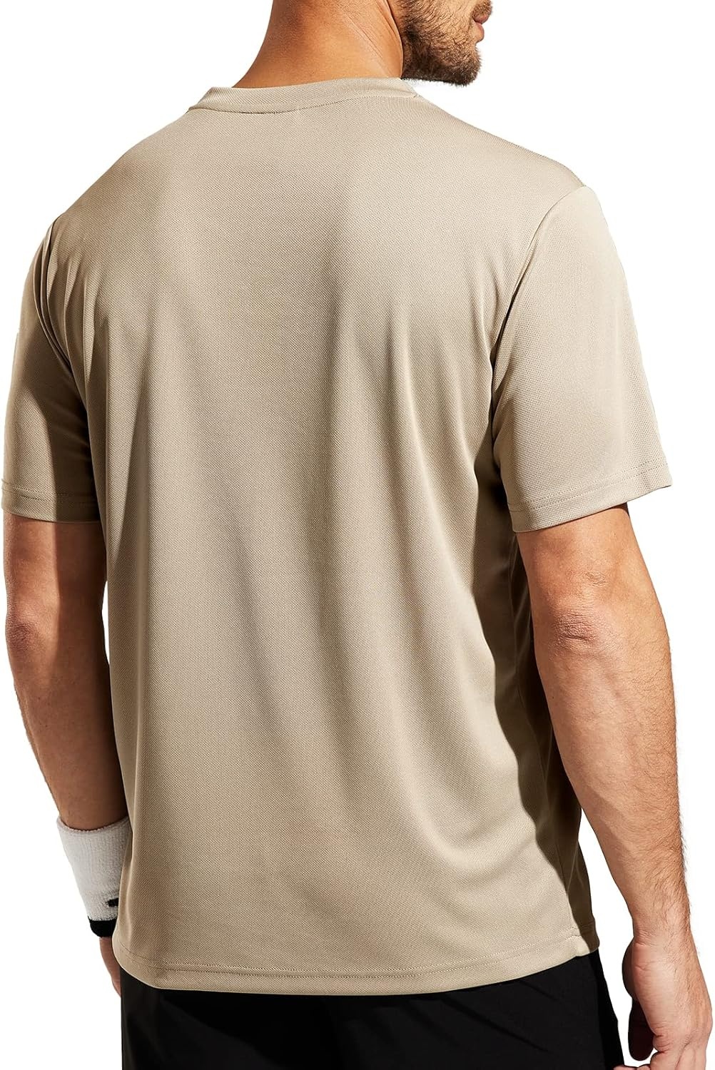 image:imageMIER Mens Quick Dry Workout Shirts Moisture Wicking Running Athletic Performance TShirts Recycled Polyester Top TeeKhaki V Neck