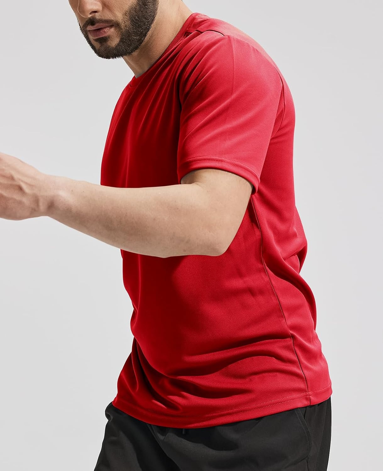 image:imageMIER Mens Quick Dry Workout Shirts Moisture Wicking Running Athletic Performance TShirts Recycled Polyester Top TeeRed Crewneck
