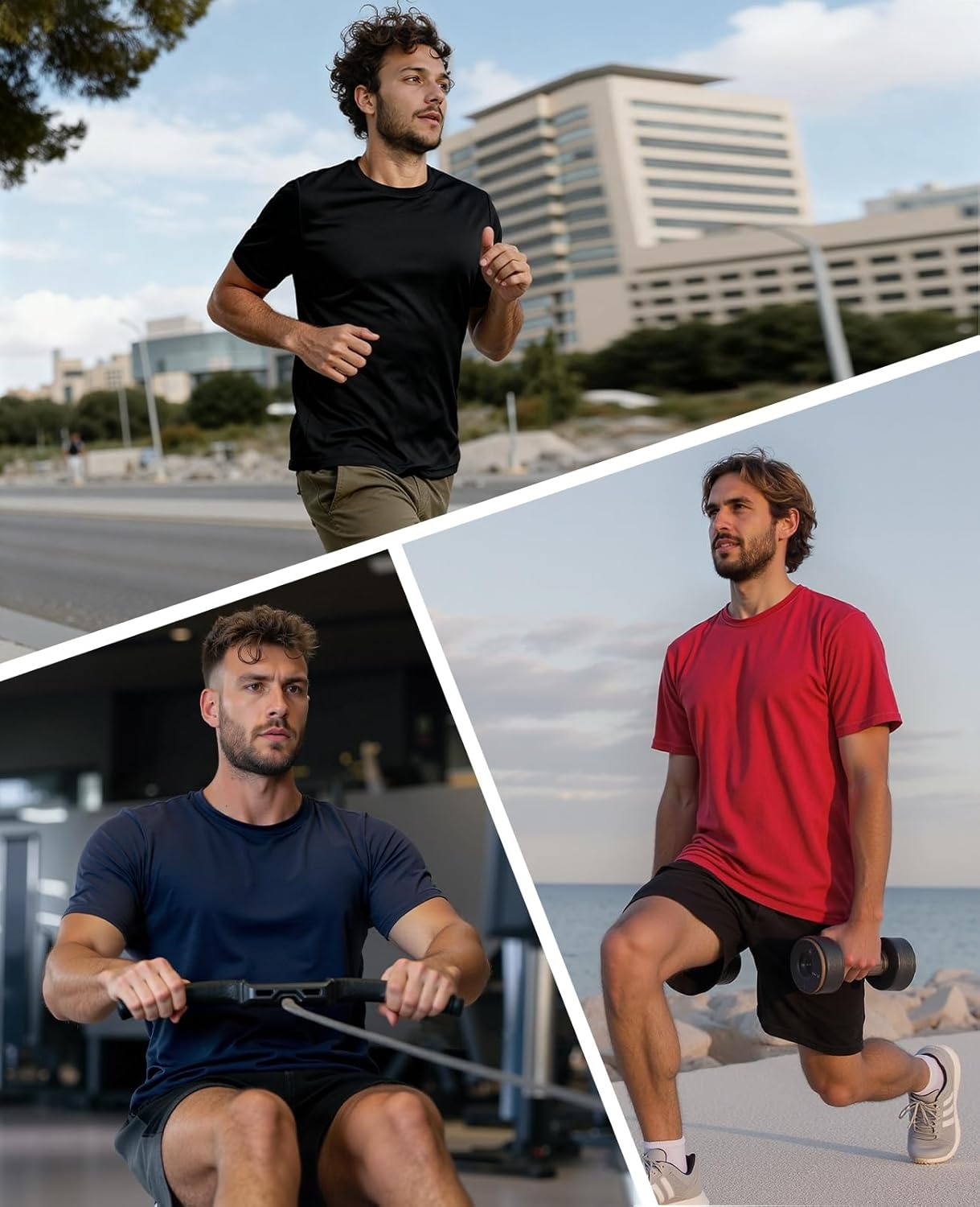 image:imageMIER Mens Quick Dry Workout Shirts Moisture Wicking Running Athletic Performance TShirts Recycled Polyester Top TeeRed Crewneck