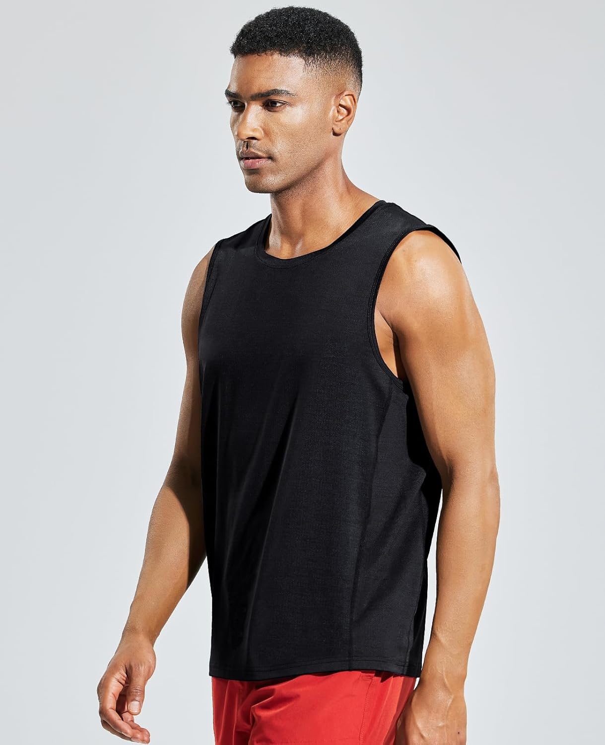 image:imageMIER Mens Sleeveless Tank Top Dry Fit Workout Muscle Tee Shirt for Running Athletic Gym Sports Training Moisture WickingBlack