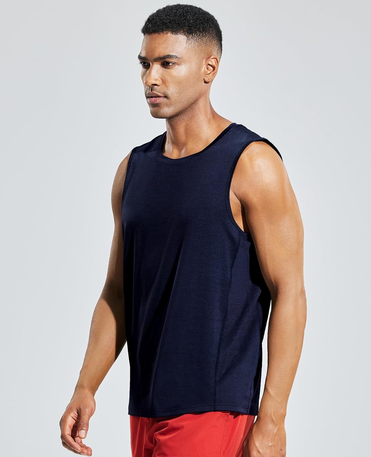 image:imageMIER Mens Sleeveless Tank Top Dry Fit Workout Muscle Tee Shirt for Running Athletic Gym Sports Training Moisture WickingDark Blue