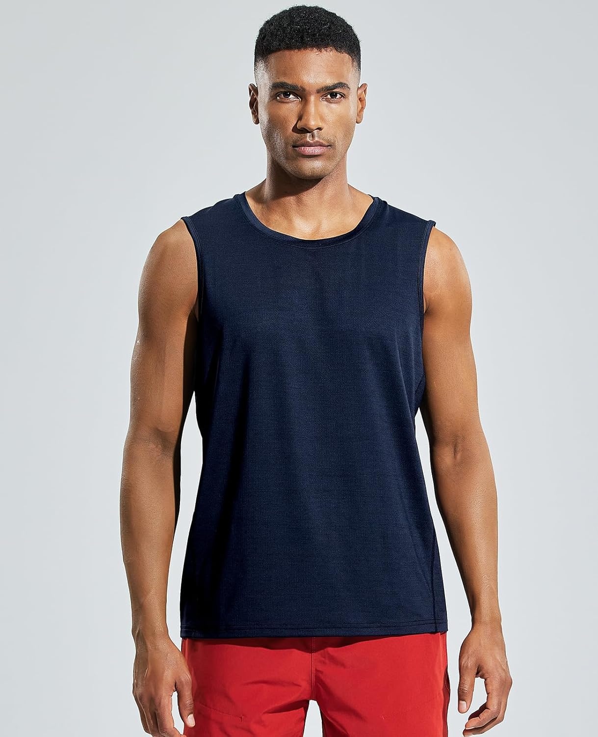 image:imageMIER Mens Sleeveless Tank Top Dry Fit Workout Muscle Tee Shirt for Running Athletic Gym Sports Training Moisture WickingDark Blue