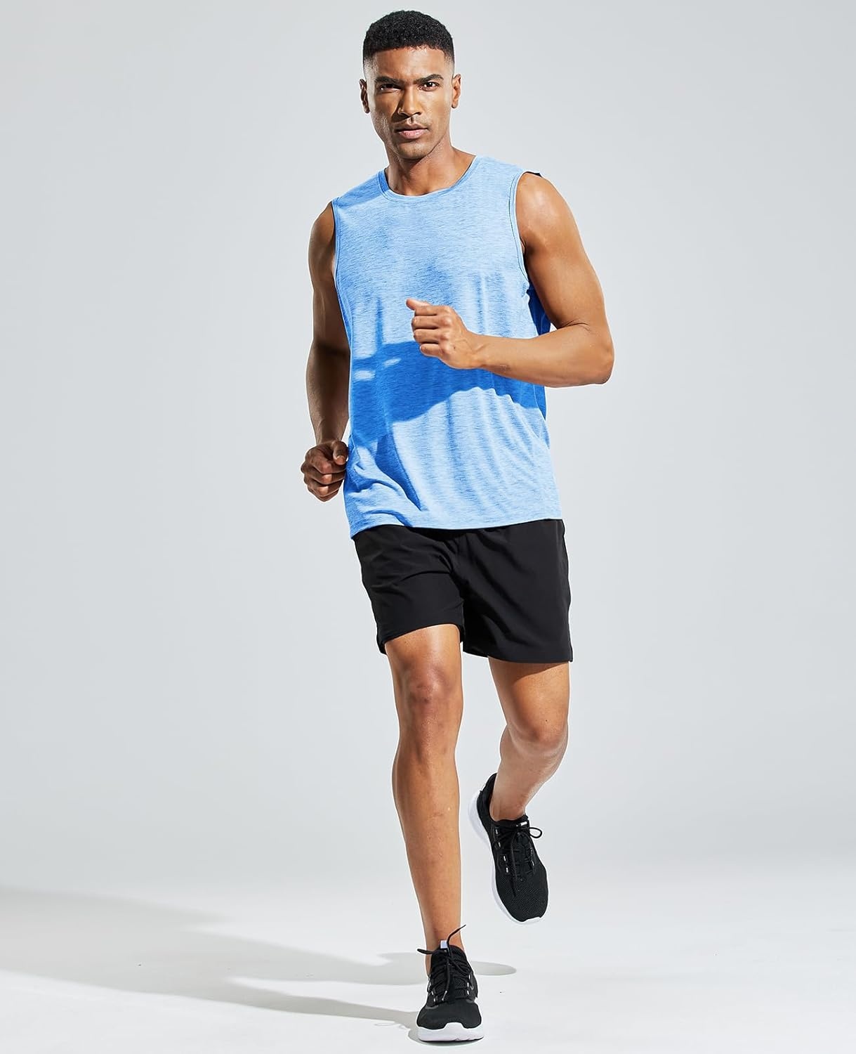 image:imageMIER Mens Sleeveless Tank Top Dry Fit Workout Muscle Tee Shirt for Running Athletic Gym Sports Training Moisture WickingHeather Blue