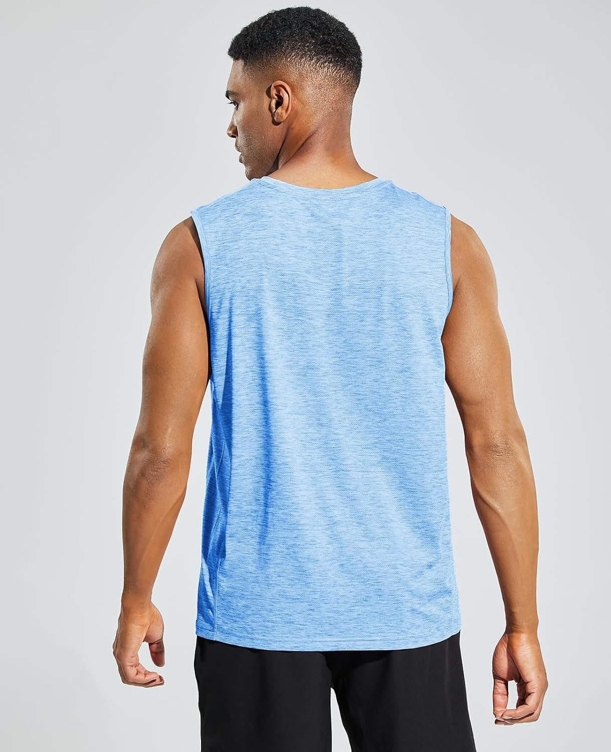 image:imageMIER Mens Sleeveless Tank Top Dry Fit Workout Muscle Tee Shirt for Running Athletic Gym Sports Training Moisture WickingHeather Blue