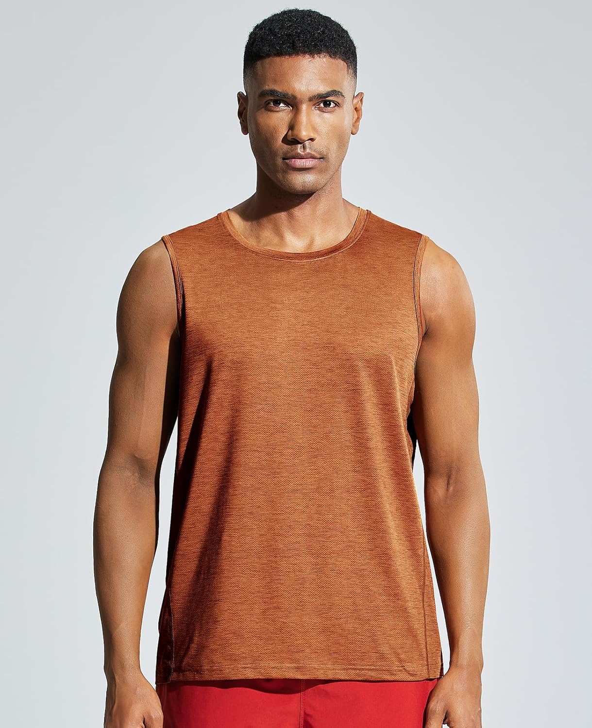 image:imageMIER Mens Sleeveless Tank Top Dry Fit Workout Muscle Tee Shirt for Running Athletic Gym Sports Training Moisture WickingHeather Brown
