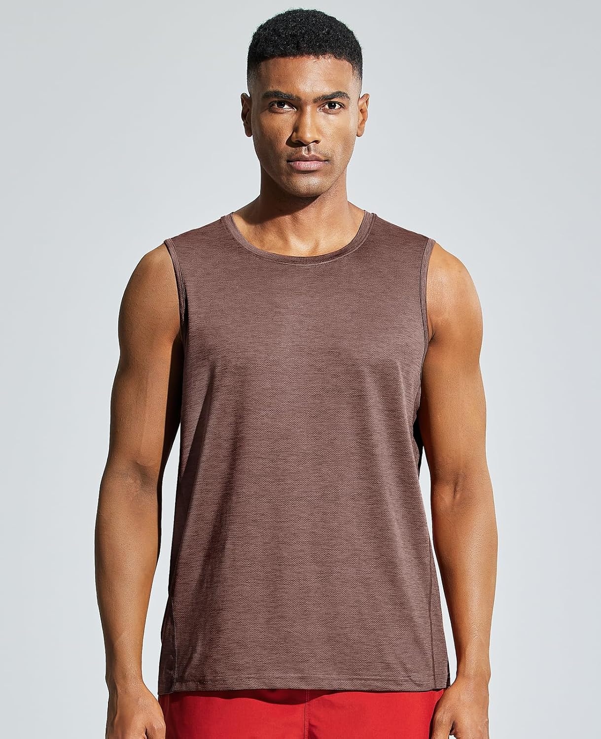 image:imageMIER Mens Sleeveless Tank Top Dry Fit Workout Muscle Tee Shirt for Running Athletic Gym Sports Training Moisture WickingHeather Deep Brown