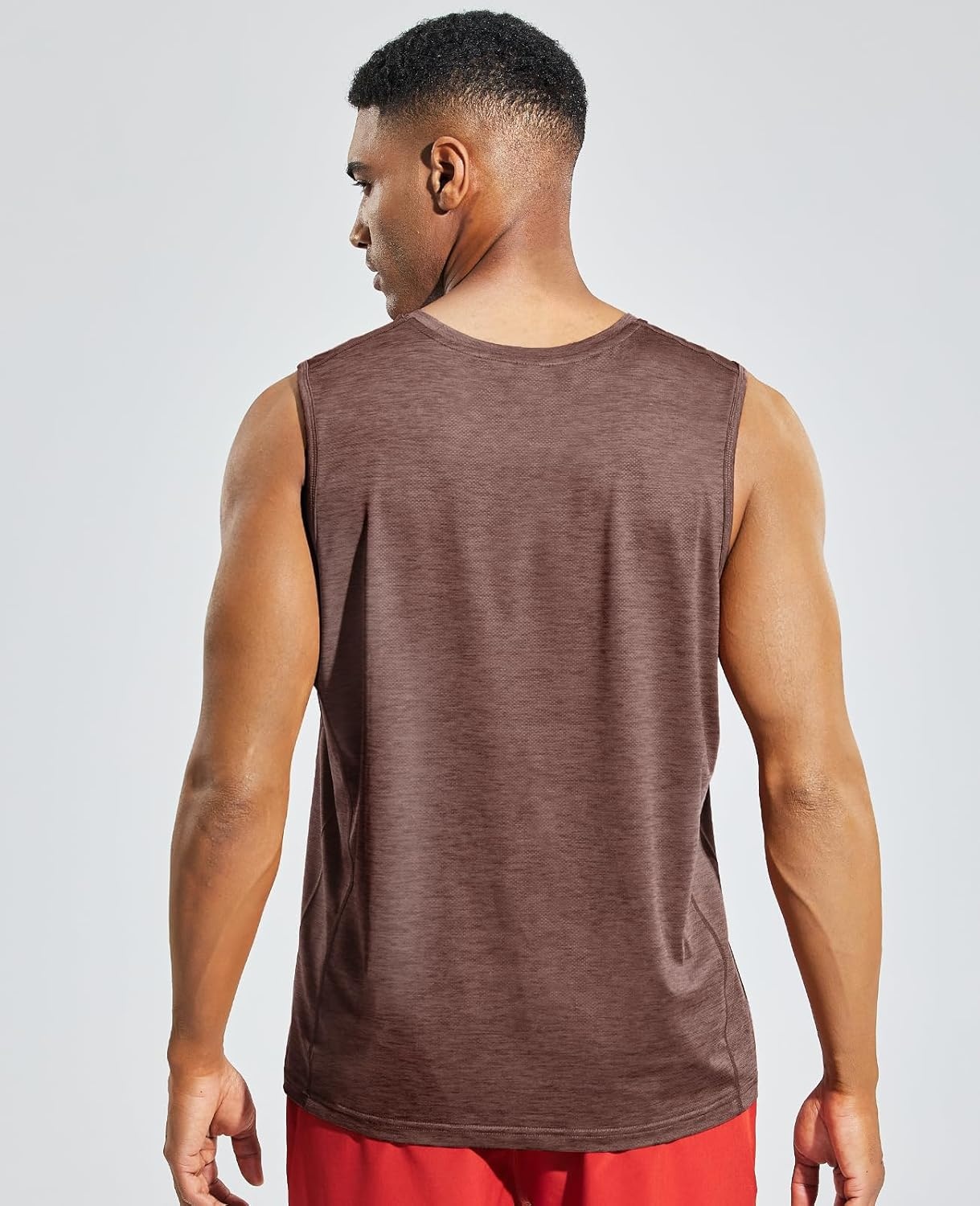 image:imageMIER Mens Sleeveless Tank Top Dry Fit Workout Muscle Tee Shirt for Running Athletic Gym Sports Training Moisture WickingHeather Deep Brown