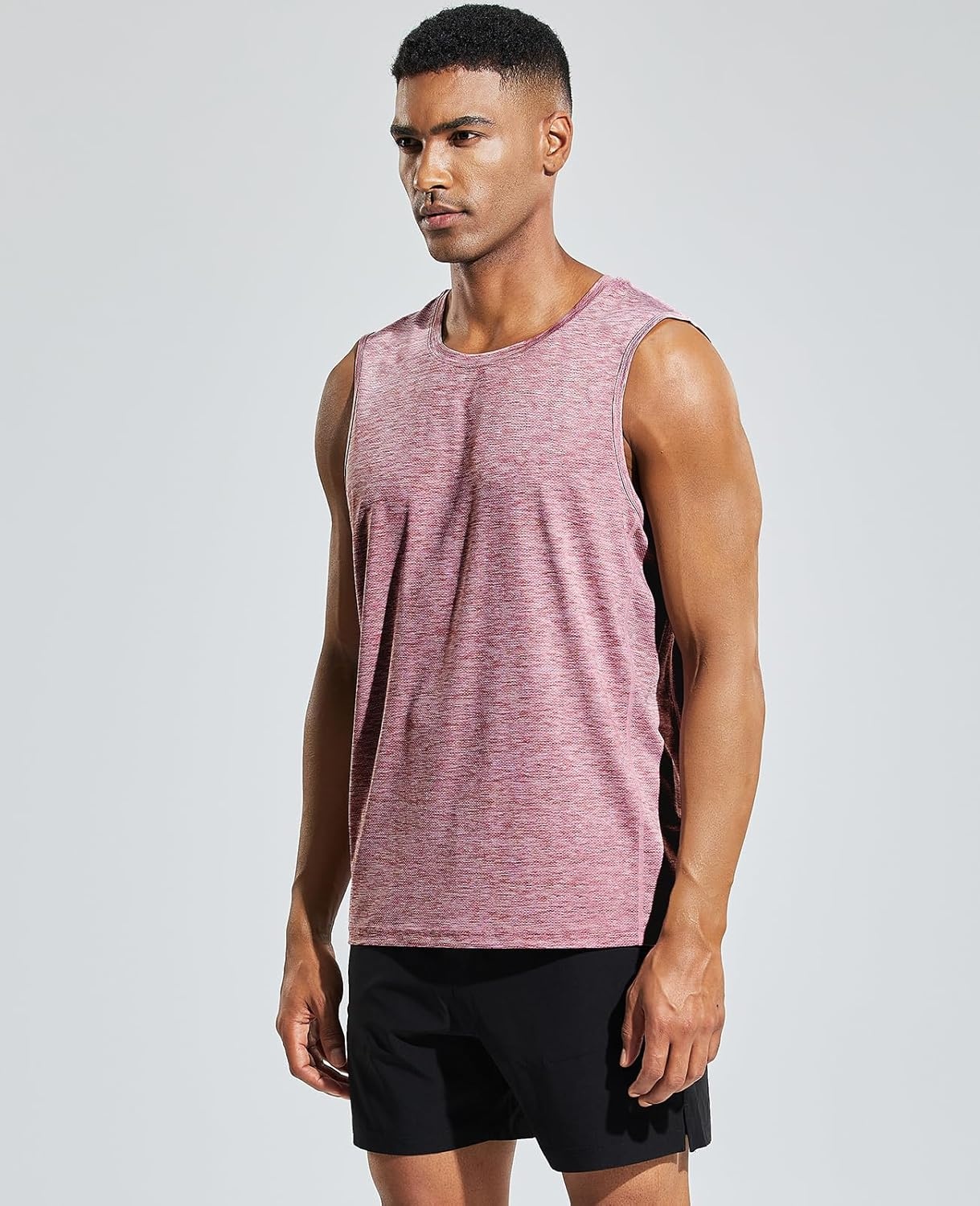 image:imageMIER Mens Sleeveless Tank Top Dry Fit Workout Muscle Tee Shirt for Running Athletic Gym Sports Training Moisture WickingHeather Dusty Pink