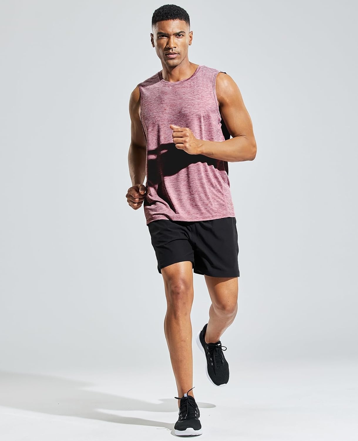image:imageMIER Mens Sleeveless Tank Top Dry Fit Workout Muscle Tee Shirt for Running Athletic Gym Sports Training Moisture WickingHeather Dusty Pink