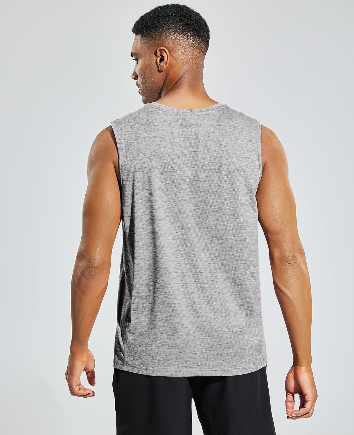 image:imageMIER Mens Sleeveless Tank Top Dry Fit Workout Muscle Tee Shirt for Running Athletic Gym Sports Training Moisture WickingHeather Light Grey