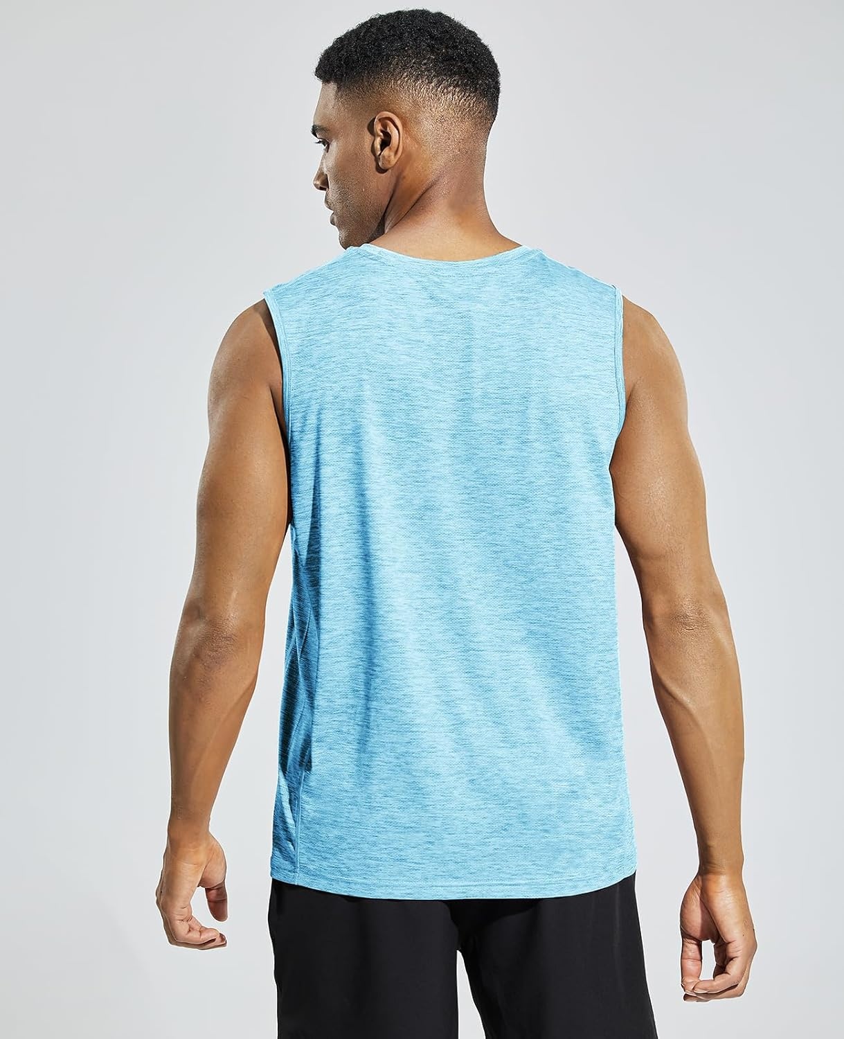 image:imageMIER Mens Sleeveless Tank Top Dry Fit Workout Muscle Tee Shirt for Running Athletic Gym Sports Training Moisture WickingHeather Sky Blue