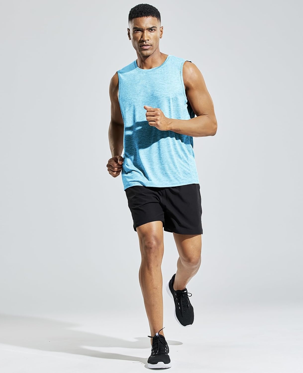 image:imageMIER Mens Sleeveless Tank Top Dry Fit Workout Muscle Tee Shirt for Running Athletic Gym Sports Training Moisture WickingHeather Sky Blue