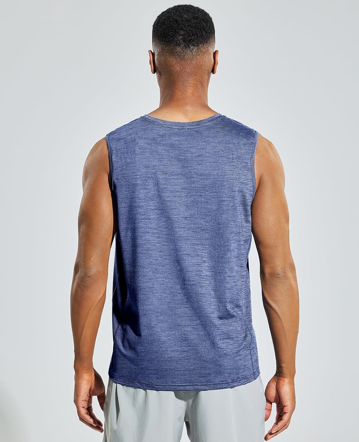 image:imageMIER Mens Sleeveless Tank Top Dry Fit Workout Muscle Tee Shirt for Running Athletic Gym Sports Training Moisture WickingHeather Space Blue