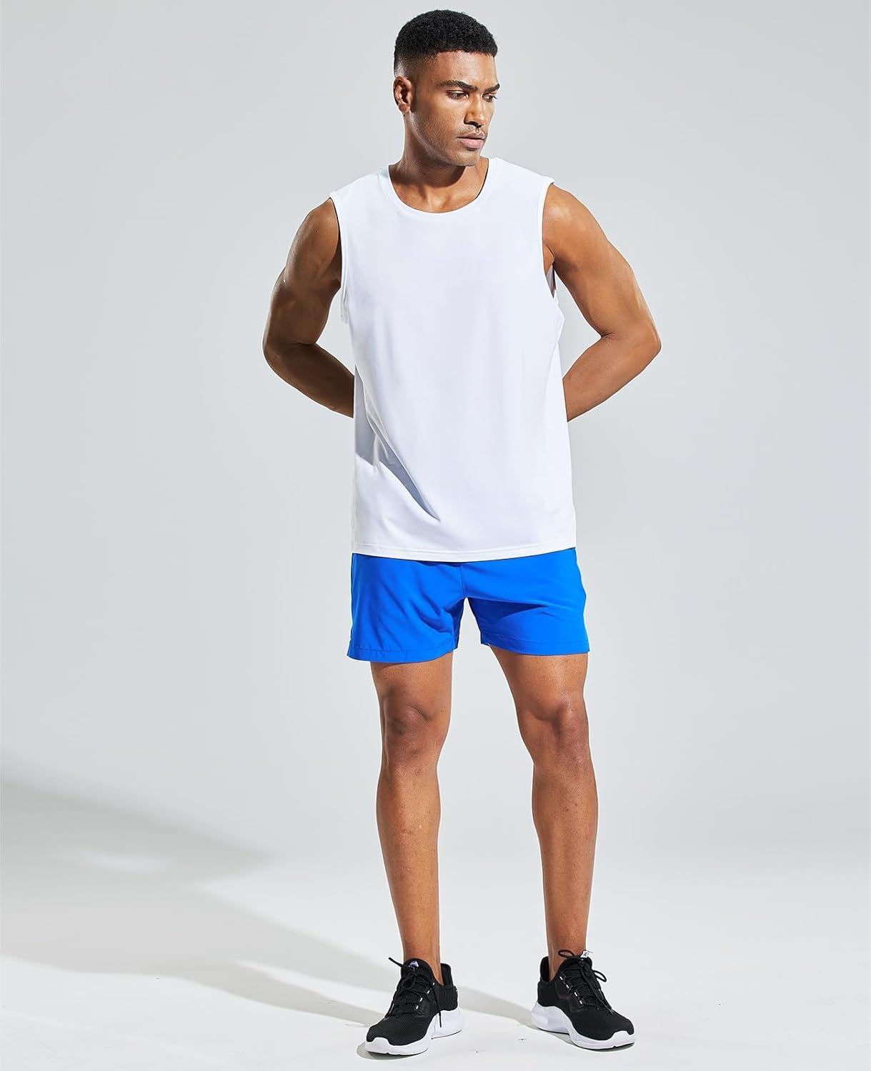 image:imageMIER Mens Sleeveless Tank Top Dry Fit Workout Muscle Tee Shirt for Running Athletic Gym Sports Training Moisture WickingWhite