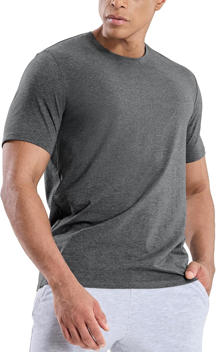 image:imageMIER Mens T Shirts Short Sleeve Crew Neck Cotton TShirts Casual Ultra Soft Tshirt Tops Classic Basic Tees BreathableHeather Grey