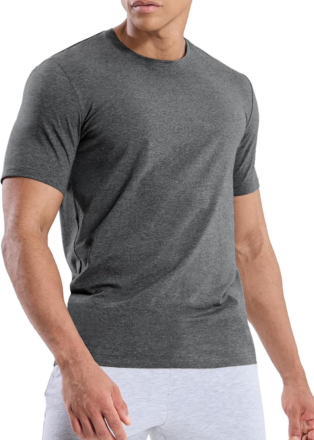 image:imageMIER Mens T Shirts Short Sleeve Crew Neck Cotton TShirts Casual Ultra Soft Tshirt Tops Classic Basic Tees BreathableHeather Grey